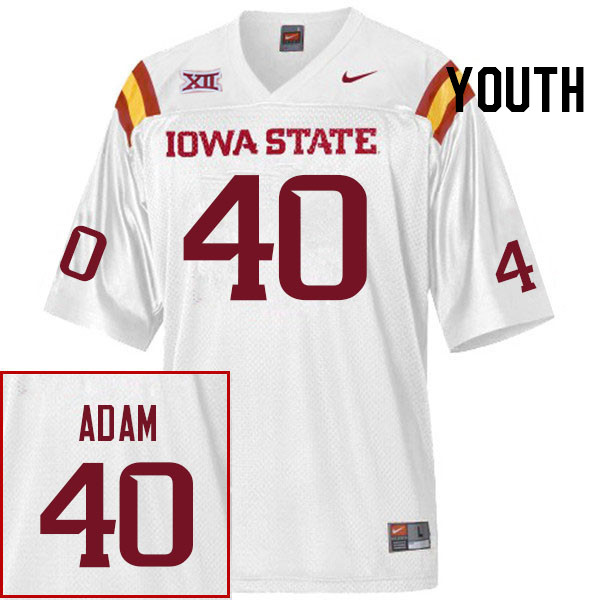 Youth #40 Jefferson Adam Iowa State Cyclones College Football Jerseys Stitched Sale-White - Click Image to Close